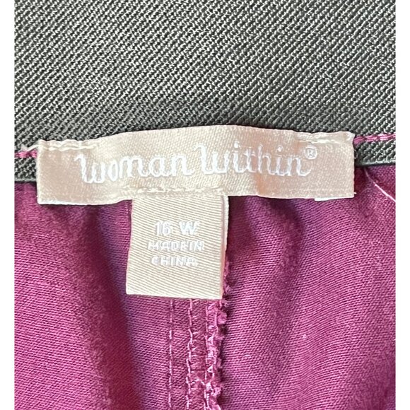 Woman Within Burgundy Brushed Denim Pants 16W  Stretch Cotton Blend  Pockets - Picture 7 of 10